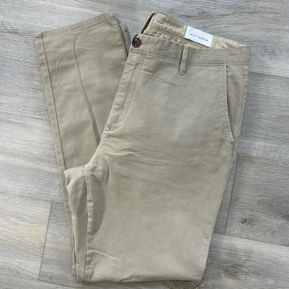 Mott & Bow Jeans Mens 38x31 Khaki  Straight Leg Twill Denim Cotton Blend